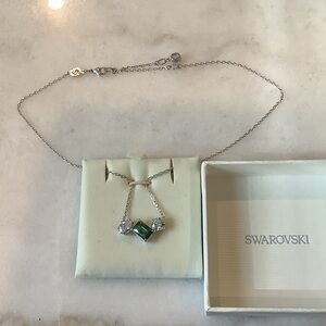 Swarovski Mesmera Silver Necklace with Green and Clear Crystals, Brand New